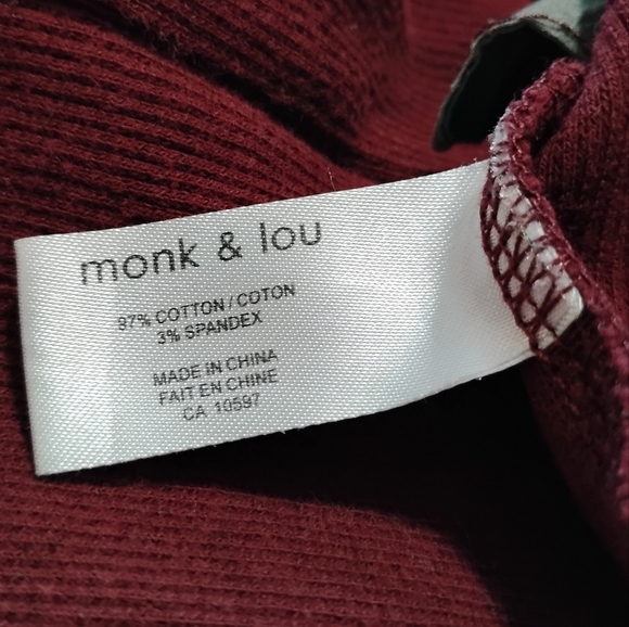 monk & lou | Woman's Burgundy Red Wine Fitted Ribbed Crop Top | Medium - Picture 7 of 8